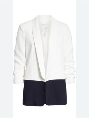 Joie White and Navy Colorblock Open-Front Blazer size 6